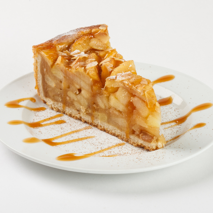 clice of salted caramel apple pie