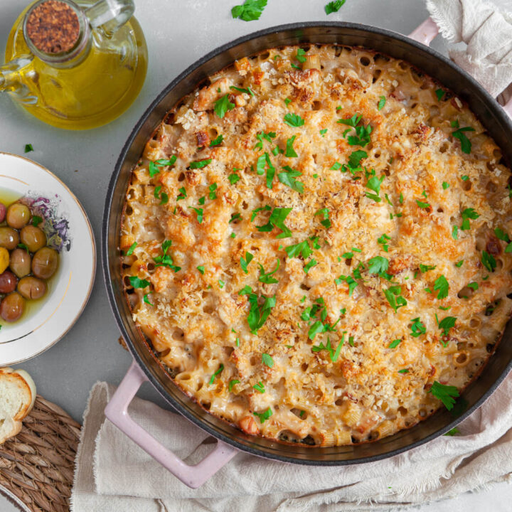 Creamy Chicken Cordon Bleu Pasta Bake (Easy Casserole)
